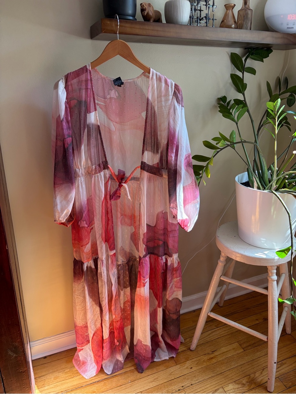 Express Floral Robe Swim Cover Up Pink